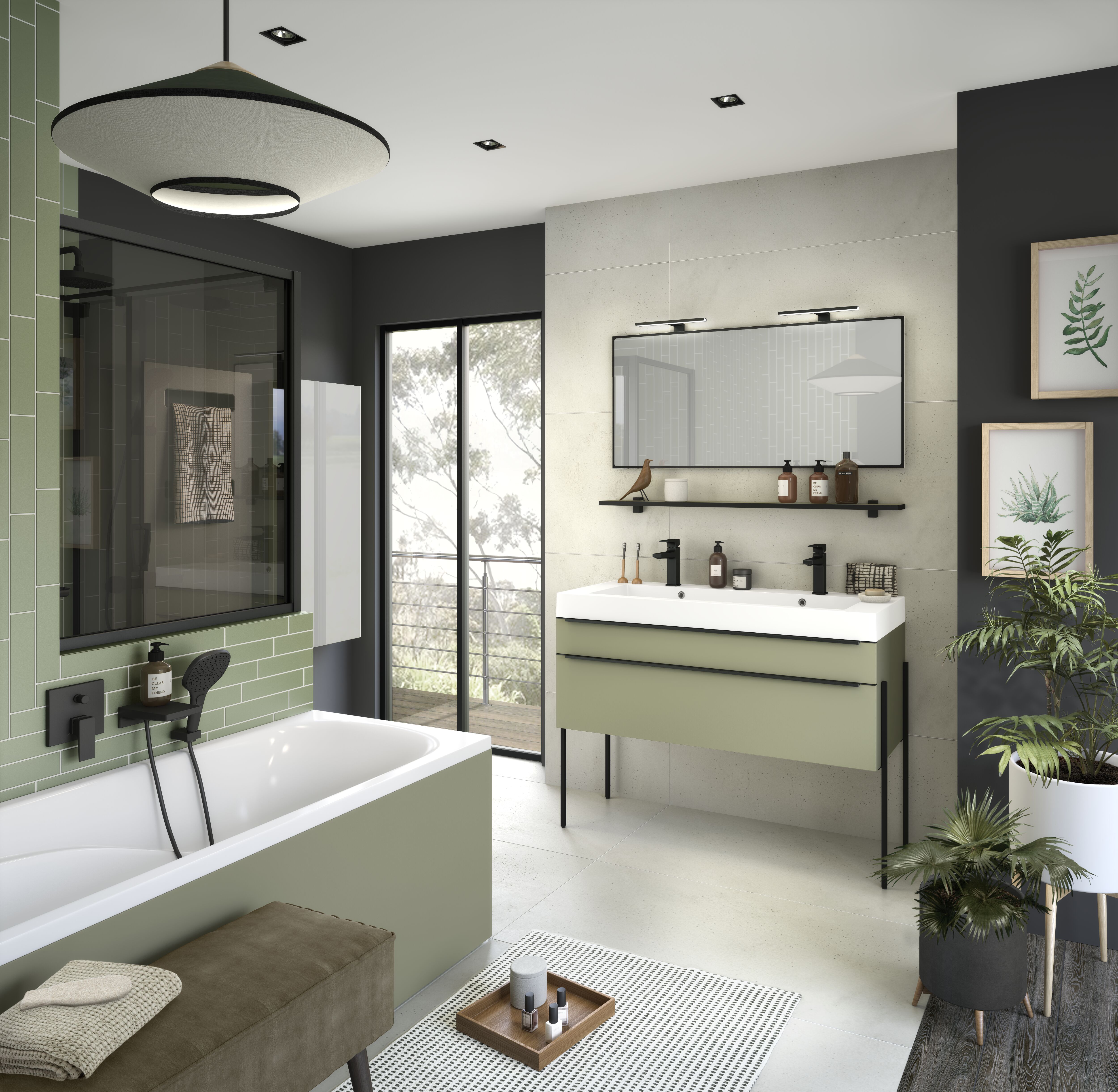 Salle de bains Delpha Inspiration vert olive mat 